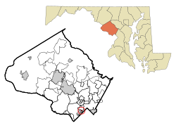 Montgomery County Maryland Incorporated and Unincorporated areas Chevy Chase Section Five Highlighted.svg