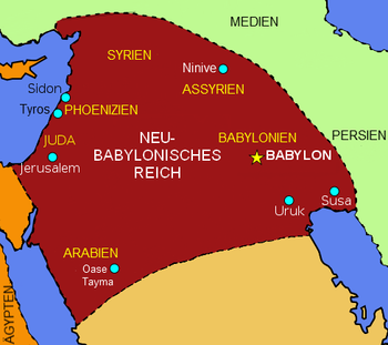 Ungefähre Ausdehnung des Neubabylonischen Reiches im 6. Jahrhundert v. Chr.
