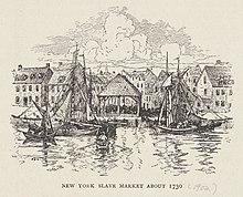 A slave market near Wall Street c. 1730 New York slave market about 1730.jpg