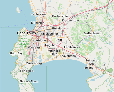 Mapa de localización de Ciudad del Cabo