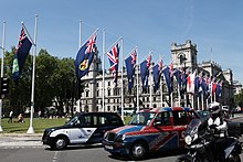 Overseas Territories flags in Parliament Square in 2013 Overseas Territories flags (8958664223).jpg