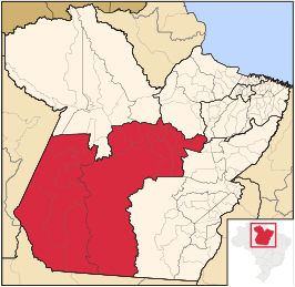 Ligging van de Braziliaanse mesoregio Sudoeste Paraense in Pará