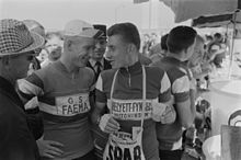 Piet van Est in and Jacques Anquetil, Tour de France 1961.jpg