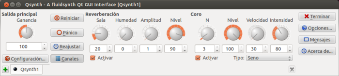 Ventana principal de Qsynth