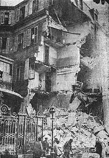 One of the buildings bombed by la Cagoule
on 11 September 1937 Rue de Presbourg apres l'attentat du 11 septembre 1937.jpg