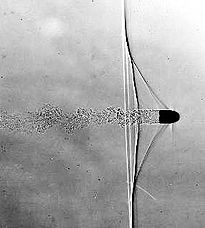 "Edgerton" shadowgraph of bullet in flight