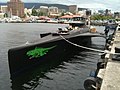 MV Gojira v pristanišču Hobart, Tasmanija.