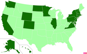 States in the United States by per capita income according to the U.S. Census Bureau American Community Survey 2013–2017 5-Year Estimates.[248] States with per capita incomes higher than the United States as a whole are in full green.