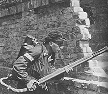 Resistance fighter armed with a K pattern flamethrower, 22 August 1944 Warsaw Uprising - Small PASTa - Flamethrower.jpg