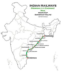 (Howrah - Chennai) Mail Express Route map