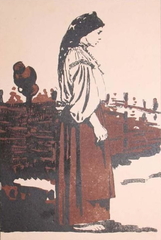 Жінка в сорочці й хустці , селянський одяг Поділля