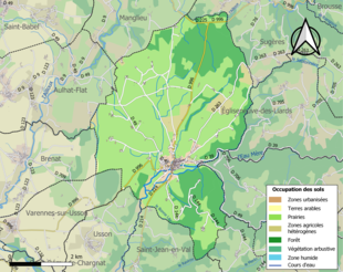 Carte en couleurs présentant l'occupation des sols.