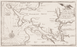 Survey of the strategic port of Milford Haven produced by Lewis Morris in 1748 A plan of Milford Haven in the county of Pembroke south Wales.gif