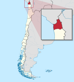 Map of Arica y Parinacota Region