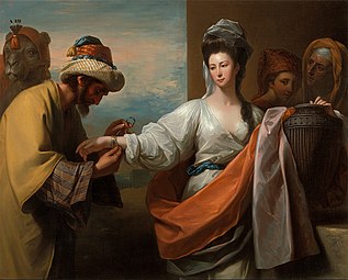 Le serviteur d'Isaac attachant le bracelet au bras de Rebecca Benjamin West, 1775 Centre d'art britannique de Yale