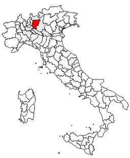 Karta över Italien med Provincia di Bergamo markerat