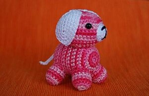 Amigurumi. bigunki dog, mottled pink