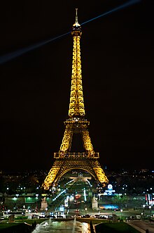 The Eiffel Tower illuminated in 2012 Eiffel Tower at Night.jpg