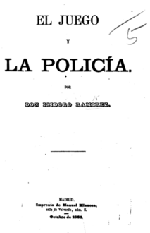 Portada de "El Juego y la Polícia" de Ramírez Burgaleta