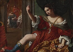 Elisabetta Siranin maalaus Porcia ferendo la coscia vuodelta 1664.