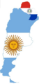 The maps of Argentina and Paraguay. Argentina borders 7 Paraguayan departments, plus the capital district. Paraguay borders 5 Argentine provinces.