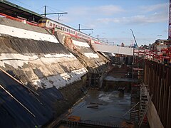 Le même endroit pendant les travaux.