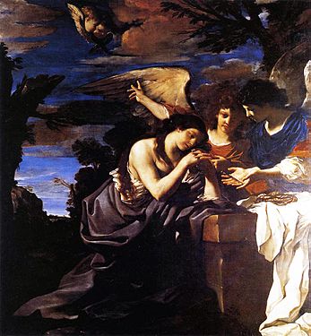Den botfärdiga Maria Magdalena med två änglar, utförd av Guercino år 1622. Målningen finns numera i Vatikanmuseerna.