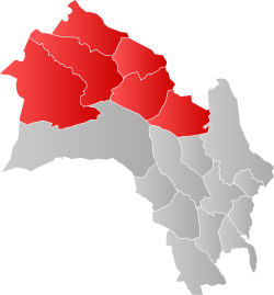 Map of Hallingdal and municipalities within Viken County