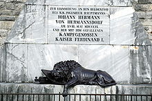 Monument to Johann Hermann and the fallen at Predil Pass