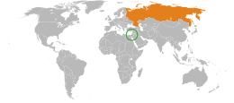 Mappa che indica l'ubicazione di Israele e Russia