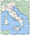 Topografische kaart met Italiaanse plaatsen.