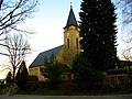 Evangelical Lutheran church: hall church built in 1933 with rectory built onto it