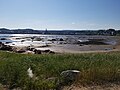 Village des Escoumins vue à marée basse à partir de la presqu'île Pointe-de-la-Croix le 21 juillet 2018.