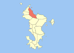 Location of the commune (in red) within Mayotte