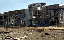 A destroyed terminal at Luhansk airport, 4 September 2014 Luhansk International Airport, September 4, 2014.jpg