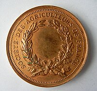 Médaille Société des agriculteurs de France. Graveur : Charles Trotin (1833-1904). Avers.