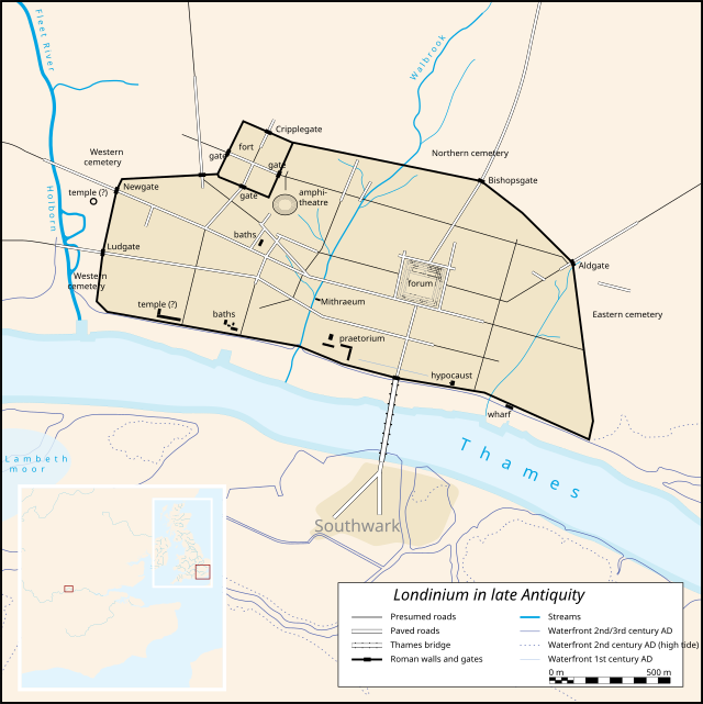 Vector map of Londinium in 400 AD