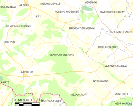 Mapa obce Beauvoir-en-Lyons