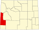 Map of Wyoming highlighting Lincoln County