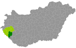 A Nagykanizsai járás elhelyezkedése Magyarországon