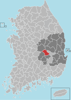 龟尾市在韩国及庆尚北道的位置