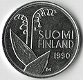 10 peni Finland dengan ukiran bunga bakung.