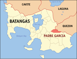 Padre Garcia na Batangas Coordenadas : 13°53'N, 121°13'E