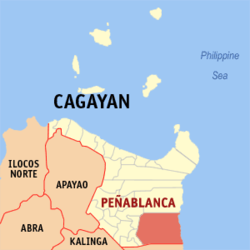 Mapa de Cagayan con Peñablanca resaltado