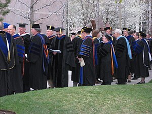 Academic doctors gather before a graduation pr...