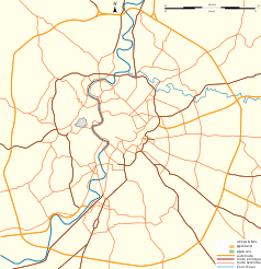 Mapa konturowa Rzymu, w centrum znajduje się punkt z opisem „Bazylika Ulpia”