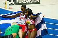 Kubanische Freude nach Doppelsieg: Weltmeisterin Yargelis Savigne (rechts) und Mabel Gay