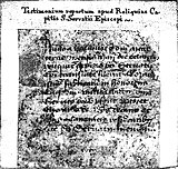 Cedula (reliekencertificaat) uit de Servaasbuste, gedateerd 8 mei 1403[noot 5]