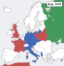 Succession historique des évènements sur le front européen durant la Seconde Guerre mondiale.