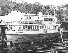 On slips showing her double ended, single propeller configuration